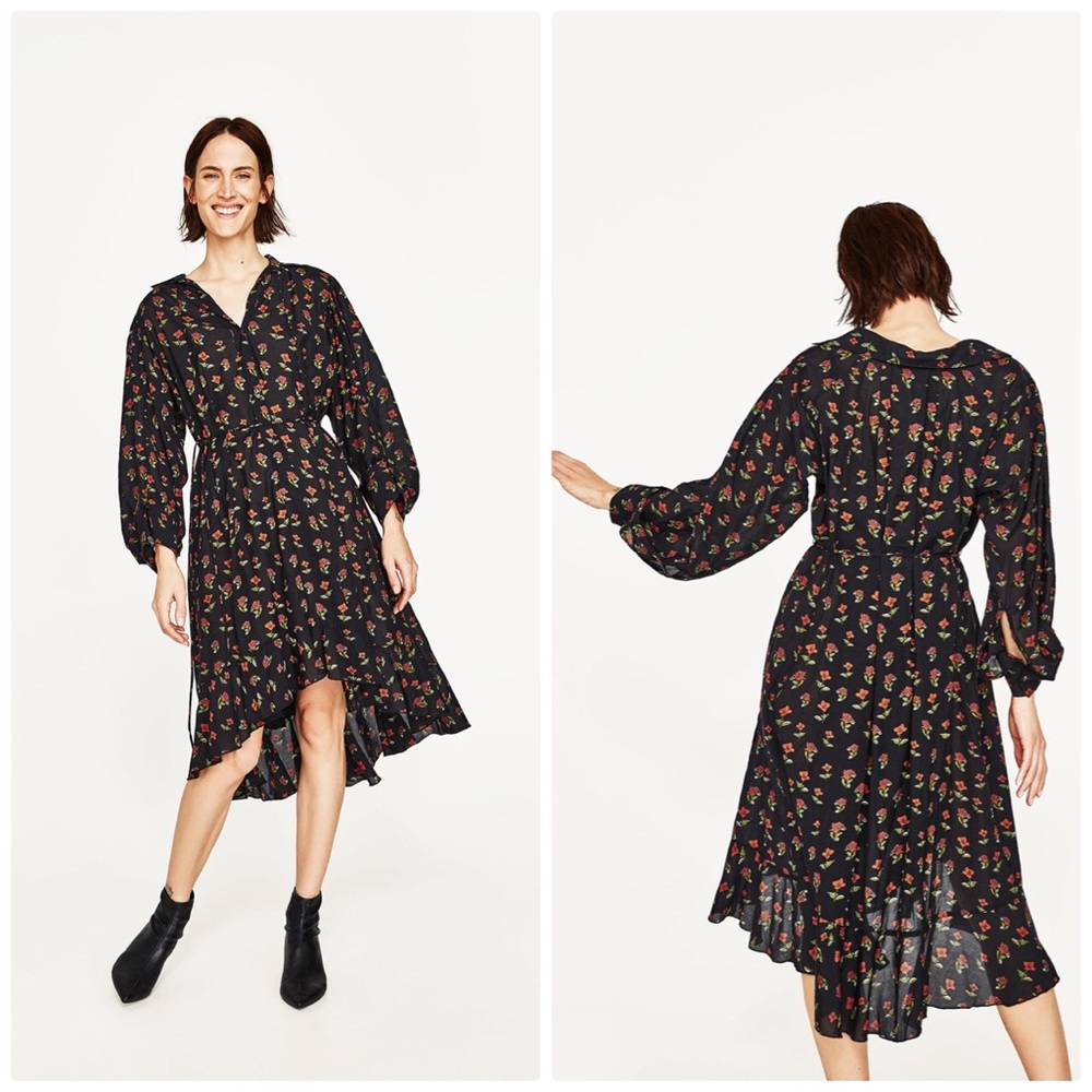 Zara Floral Printed Dress Size‎ Large